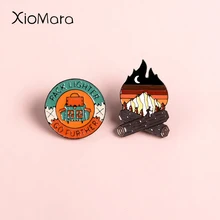 Go Future Adventure-Alfileres esmaltados para campamento, Campamento, montaña, bosque, lagos, esmalte natural, insignia de botón, broche de viaje, Wome