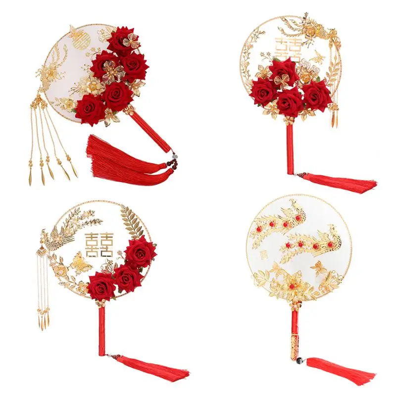 cheap Wedding Supplies Chinese Classical Fan Fringe Double Sided Pattern Decorative Fan Chinese Wedding Supplies Home Decoration Fan