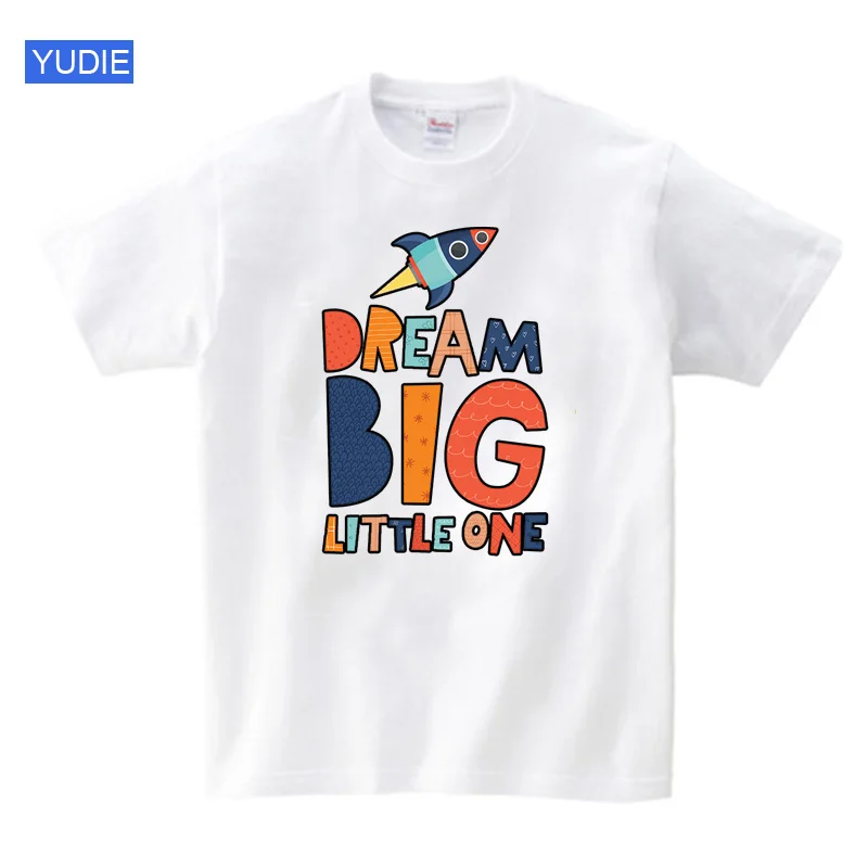 

Summer Kids dream big little one Tshirt Letters Printed Toddler Boys Girls Funny T-shirt Childrens Short Sleeve Casual Tees Tops