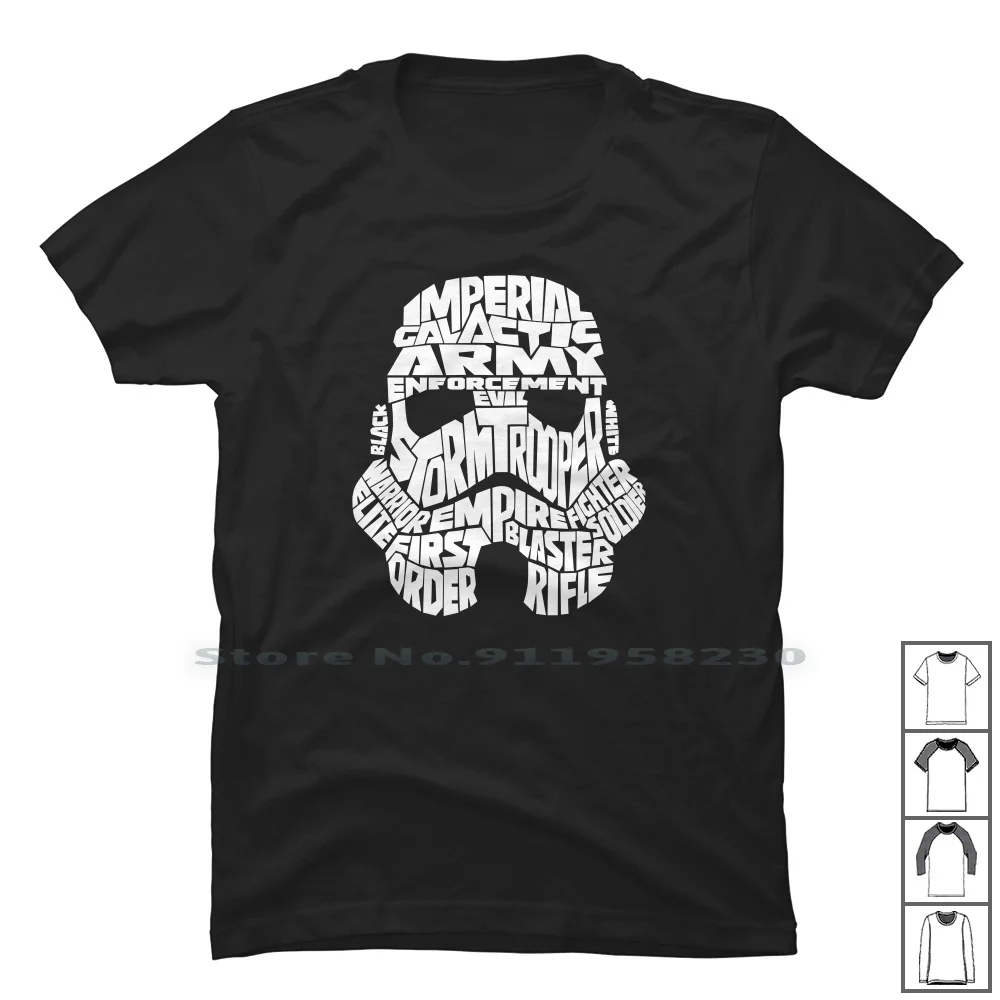 Stormtrooper Casco Tipografia T Shirt 100% Cotone Stormtrooper Tipografia Trooper Casco Musica Humor Helm Fun Rap To Ny