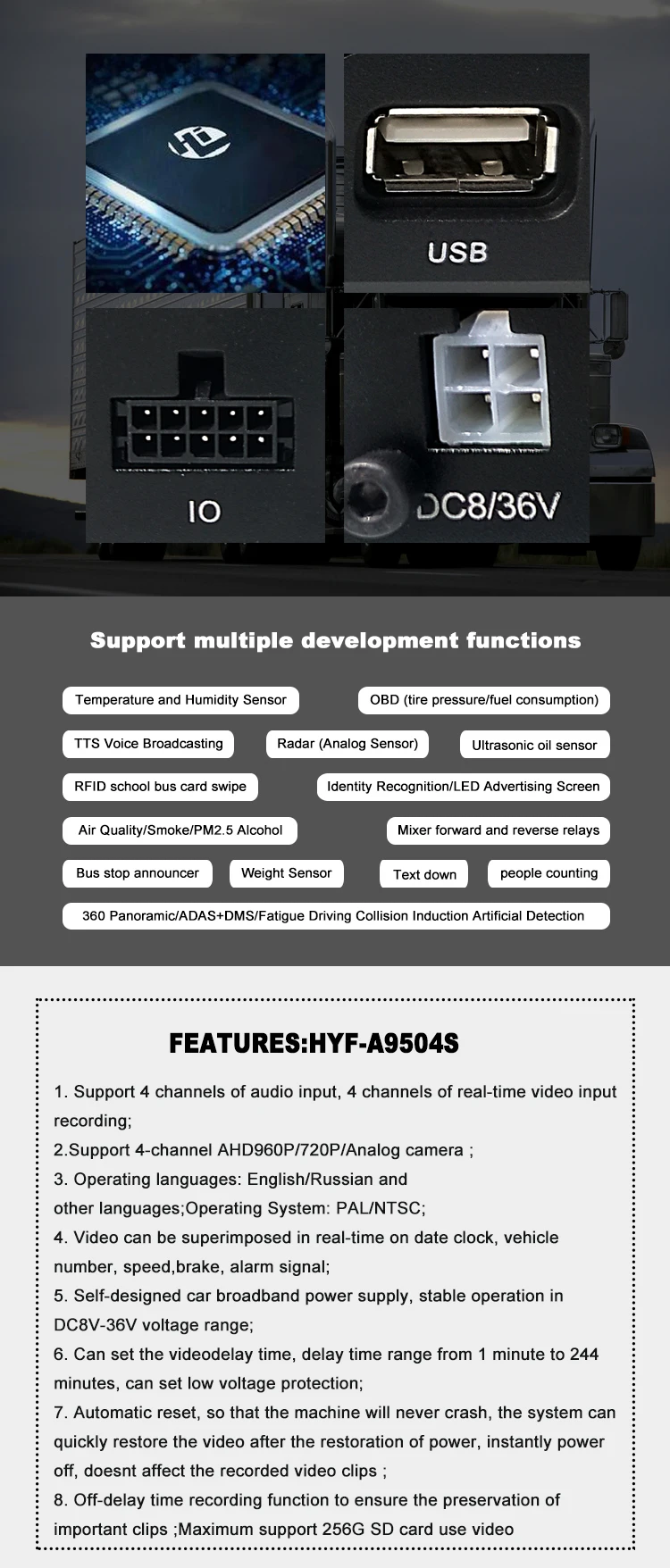 HYFMDVR 4-канал MDVR SD карты запись 1,3 миллиона пикселей автомобиля AHD 960P HD контрольный маленький автомобилей/Автобусов/лодка
