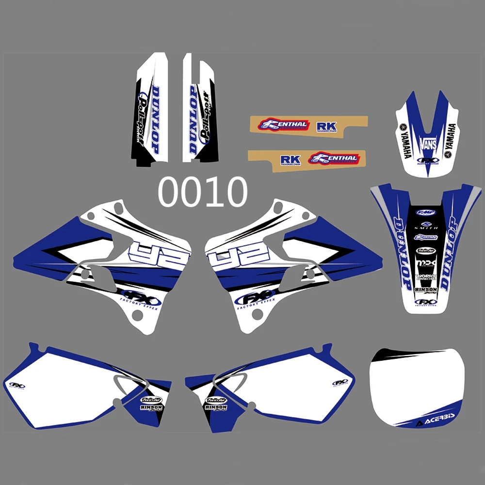 Для YAMAHA YZ125 YZ250 1996-2001 Графика наклейки на заказ Номер Наименование лента 3M Полный мотоцикл Фоны аксессуары