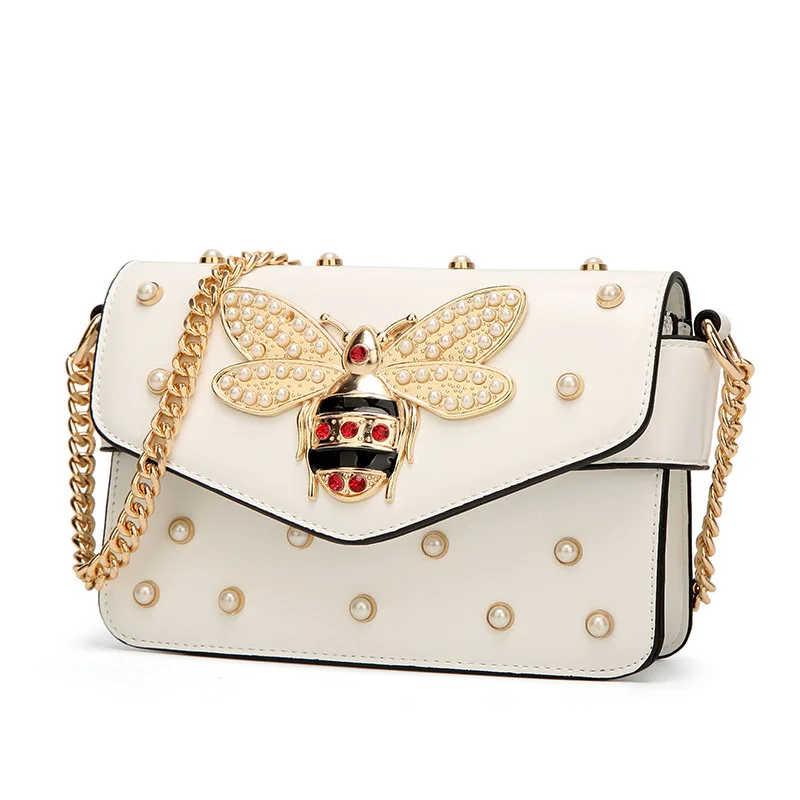 Bee Pearl Crossbody Bags For Women 2021 Chains Bee Luxury Handbags Designer Famous Brand Shoulder Bag