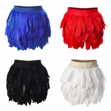 Мини-юбка с перьями, пояс на талии, сексуальные чулки, женское белье, панк, бондаж, сжигание, искусство, танец, Рейв размера плюс, клетка, женское платье