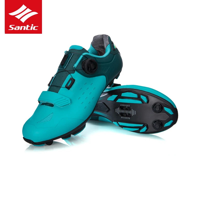 Небесно-голубой Santic Pro, обувь для велоспорта MTB, Ультралегкая обувь для горного велосипеда из углеродного волокна, дышащая противоскользящая спортивная обувь для велосипеда с автоматической блокировкой - Цвет: Небесно-голубой