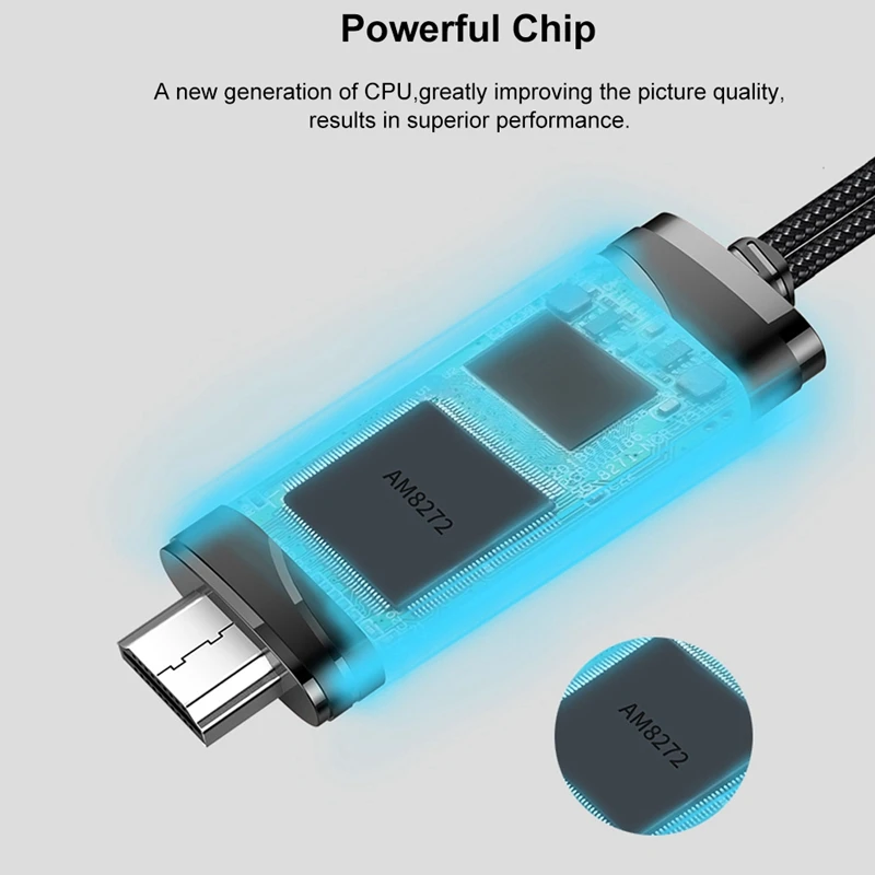 Abkt-дисплей кабель программный ключ 1080P USB к HDMI Кабель Micro-USB/type-C интерфейс Поддержка 4K Совместимость с Android и IOS