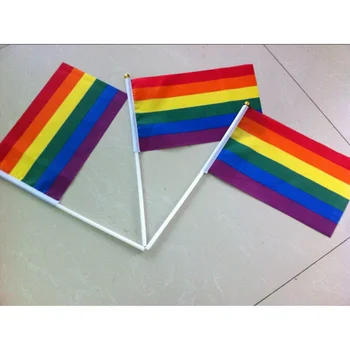 

50 PCS Small Rainbow Pride Gay Stick Flag HandHeld Mini Flag LGBT Party Decorations Supplies For Parades Rainbow Festival (14 x
