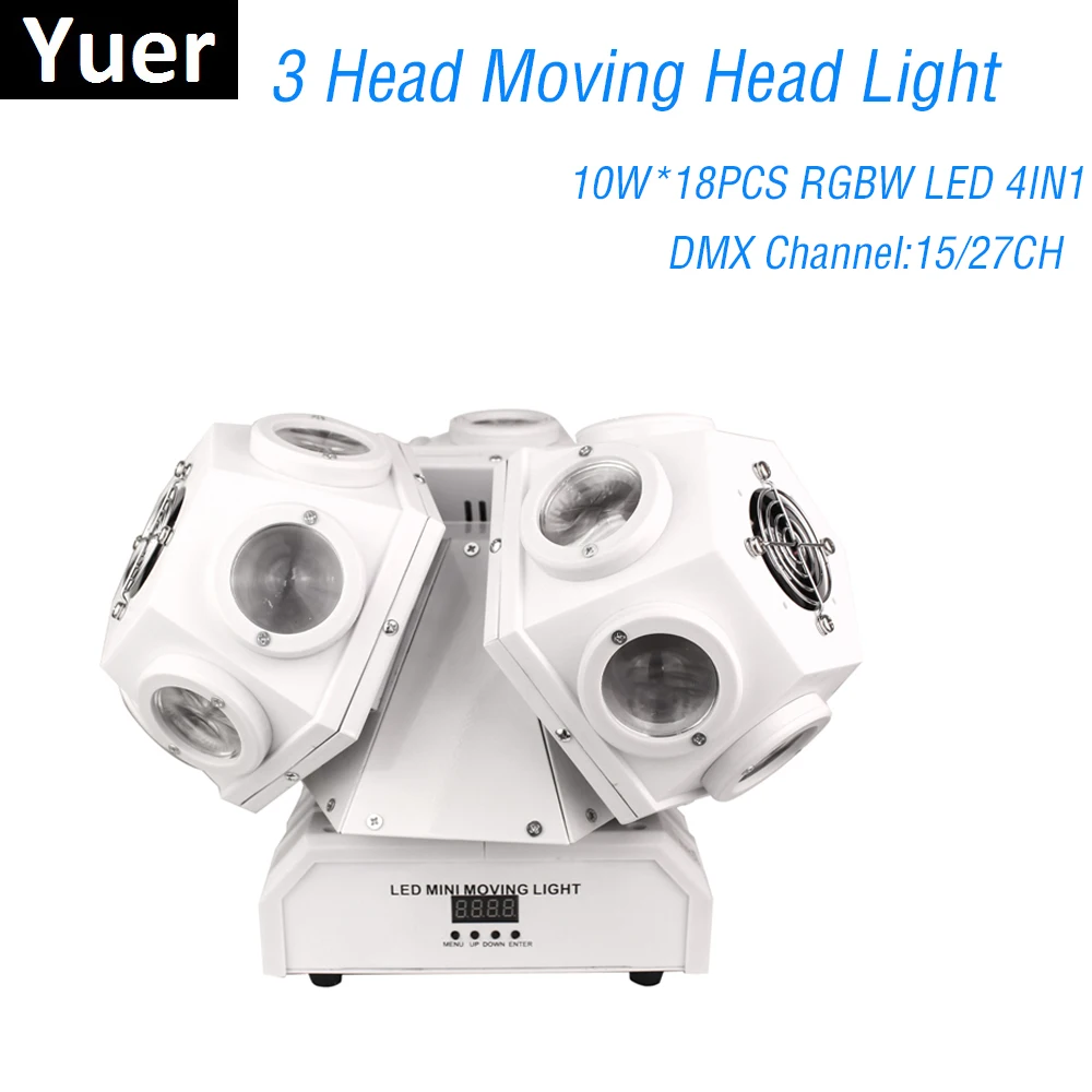 

2020 Free Shipping 3 Heads Moving Head Light 18X10W RGBW 4IN1 Beam Light LED Triangle Lighting DMX512 DJ Stage Disco Laser Light
