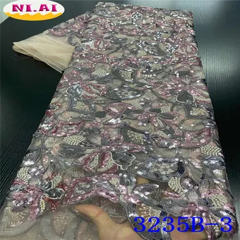 

good Quality Sequin Lace Fabric, New Organza Lace For Aso Ebi, Nigeria Bridal Lace MR3235B
