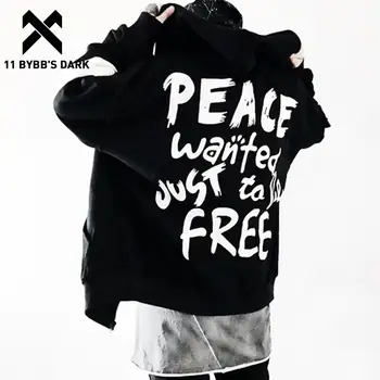 

11 BYBB'S DARK 2020 Spring Women Men Hoodies Hip Hop Fashion Headwear Sweatshirts Peace Printing Hoodie Black White Us Size S-XL