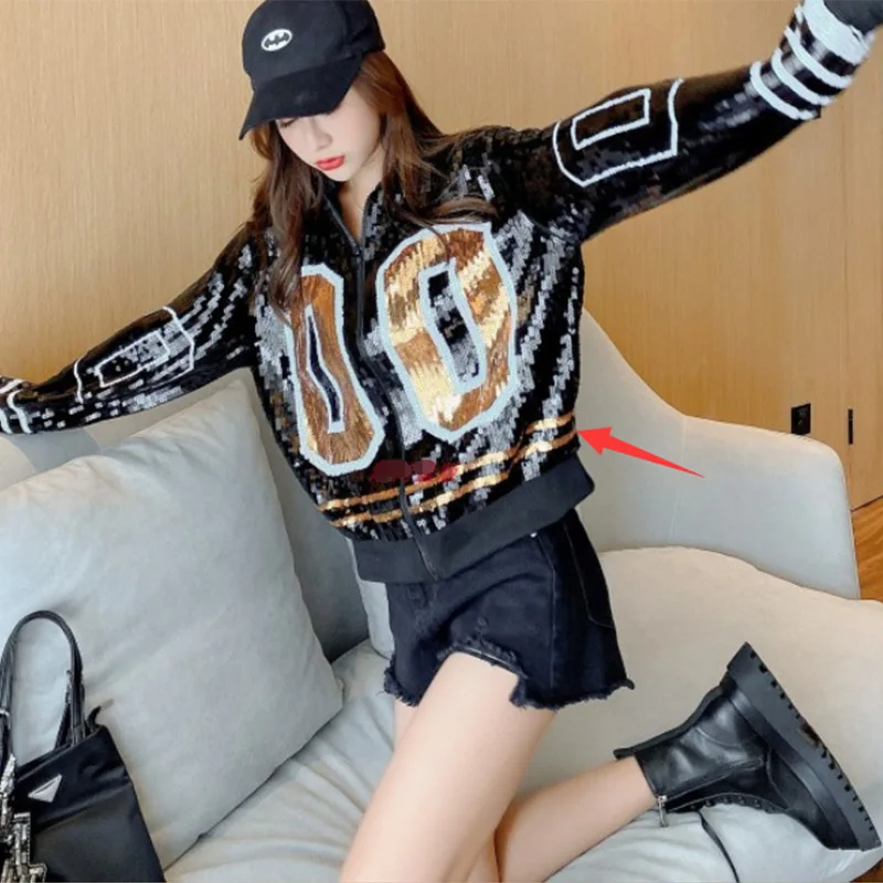 Греческая спортивная куртка на молнии с длинным рукавом и блестками Sorority Sigma Gamma