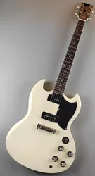 SG – guitare électrique corps acajou, manche en bois de rose, blanc crème, en stock, livraison rapide et gratuite 