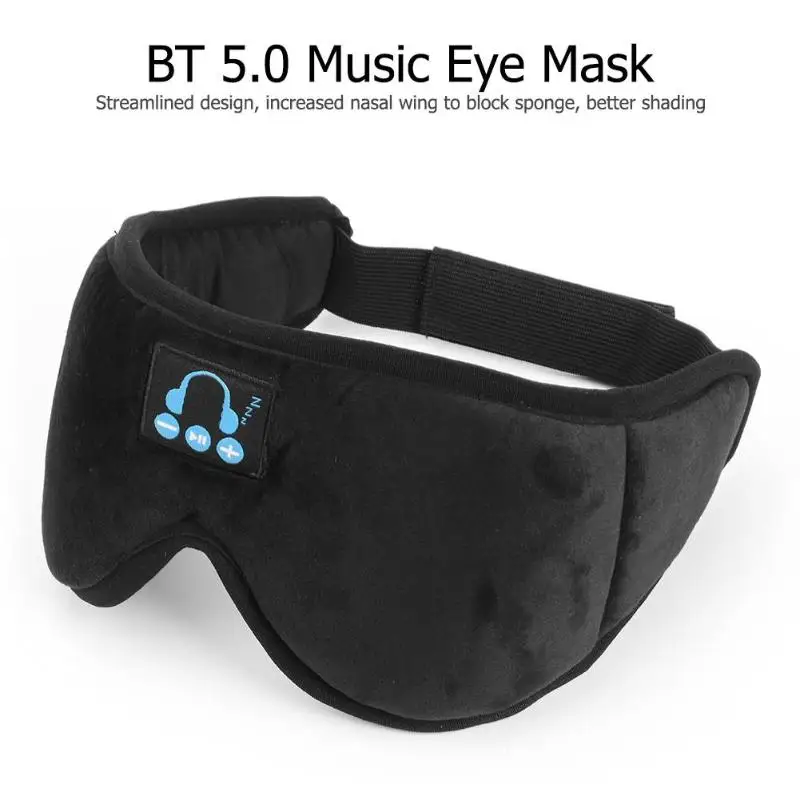 Маска для глаз, беспроводные Bluetooth 5,0, музыкальный переключатель, стерео наушники, перезаряжаемый, регулировка громкости, вкладыши, защита от сна, расслабление