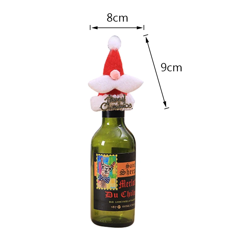 Новогодняя Рождественская бутылка вина, чехол, колокольчик, Санта Клаус, декорированная кукла, снеговик, олень, крышка для бутылки, кухонный декор для рождественского ужина, вечерние - Цвет: G 9x8cm