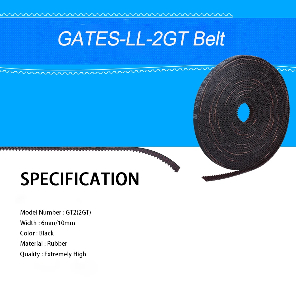 GATES-LL-2GT 2GT ремень синхронный ремень GT2 зубчатый ремень 3d принтер части ширина 6 мм 10 мм VS GT2-6MM открытый ремень ГРМ для Ender 3