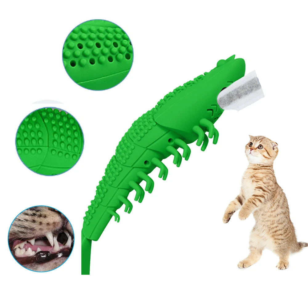 Мягкая силиконовая креветка, игрушка для кошек, игрушка для домашних животных, чистящие зубы, зубная щетка, жевательная щетка для кошек, чистящая палочка для зубов, игрушка, Интерактивная забавная игрушка для котенка