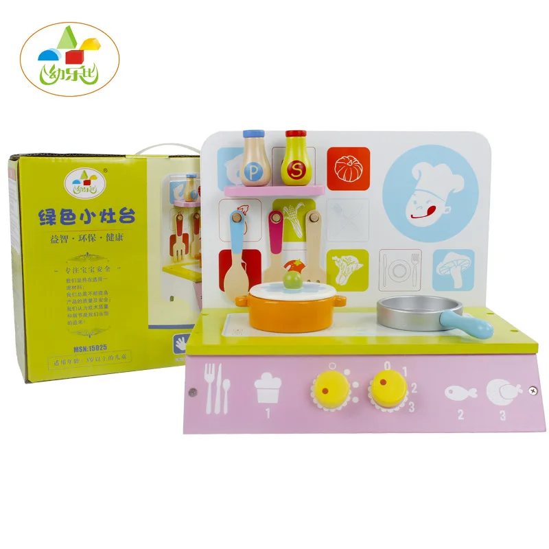 

New Style Small Wooden Model Kitchen mei qi zao tai Children Play House Educational Toy