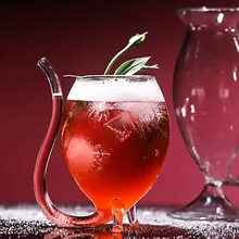 Вампир красное вино сок кружка стеклянной чашки со встроенной питьевой трубой соломы термостойкие вампир коктейль вино стекло бар барная Посуда l