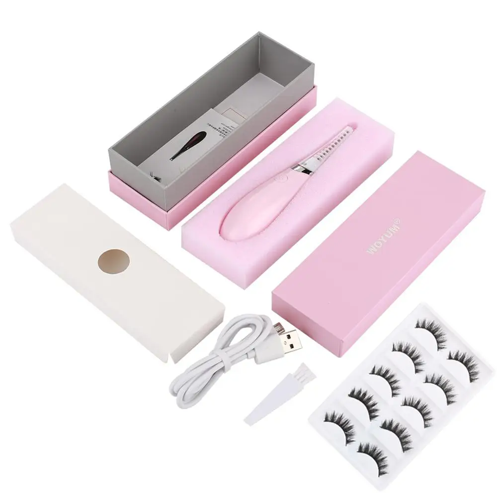 Pink With Box Красота подарок aElectric нагревающиеся щипцы для закручивания ресниц долговечный электрический утюг для завивки ресниц USB Перезаряжаемый макияж завивка ресниц - Цвет: Pink With Box