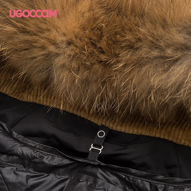 UGOCCAM верхняя одежда с капюшоном, зимняя модная женская уличная куртка с длинным рукавом, на молнии, на завязках, утепленная куртка с капюшоном