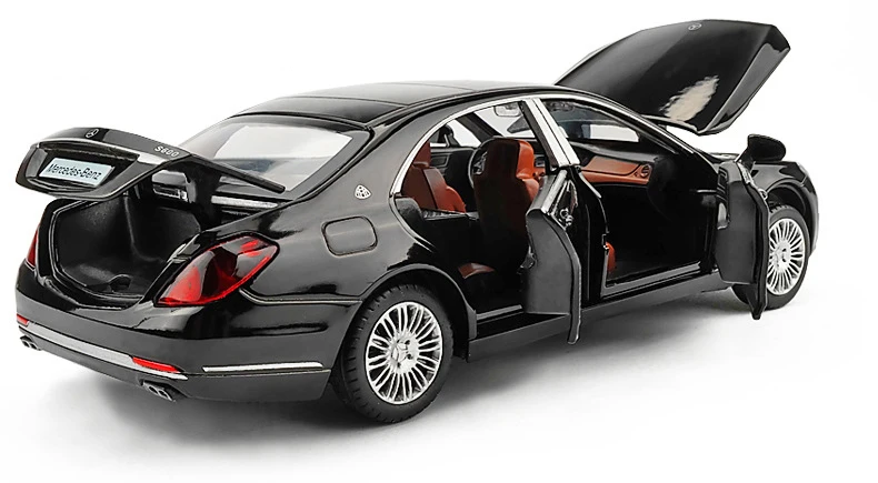 1/32 Maybach S600 литые под давлением металлические модели автомобилей, игрушечный автомобиль с имитацией, светильник с музыкой, 6 дверей, можно открыть, подарки для детей