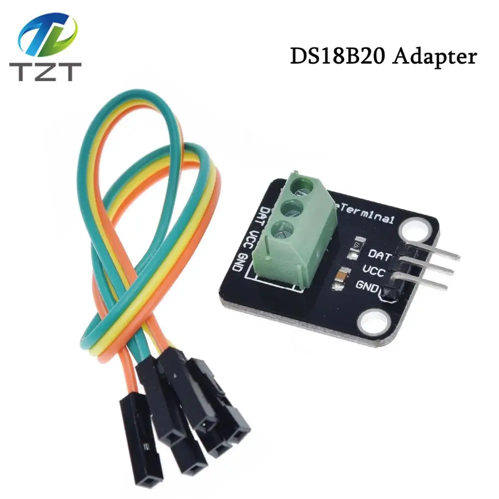 DS18B20 Температура Сенсор модуль комплект Водонепроницаемый 100 см Цифровой Сенсор кабель Нержавеющая сталь зонд терминальный адаптер для Arduino - Цвет: DS18B20 Adapter