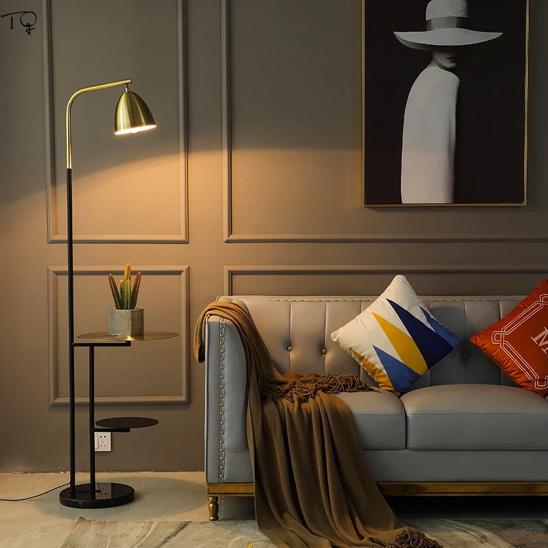 Nordic Ins Simple Post-modern Led Floor Lamp Creative Warm Marble Light Bedside Led Standing Lamp Tea Table Living Room Bedroom