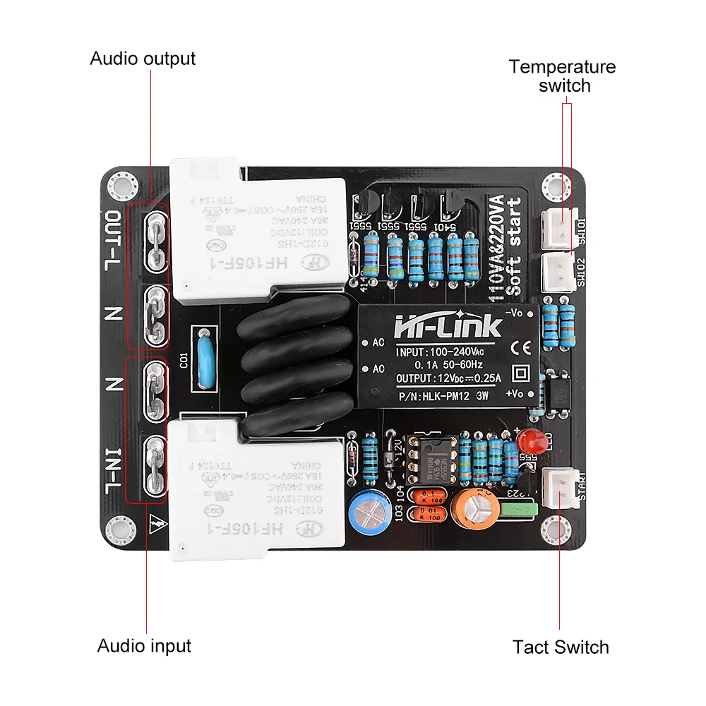 Placa de Iniciante Placa de Alta Potência para Controle de Temperatura Placa de Partida Atrasada para Amplificador Aiyima Dupla Faça Você Mesmo ac 105-235v 2000w 30a - Image 2