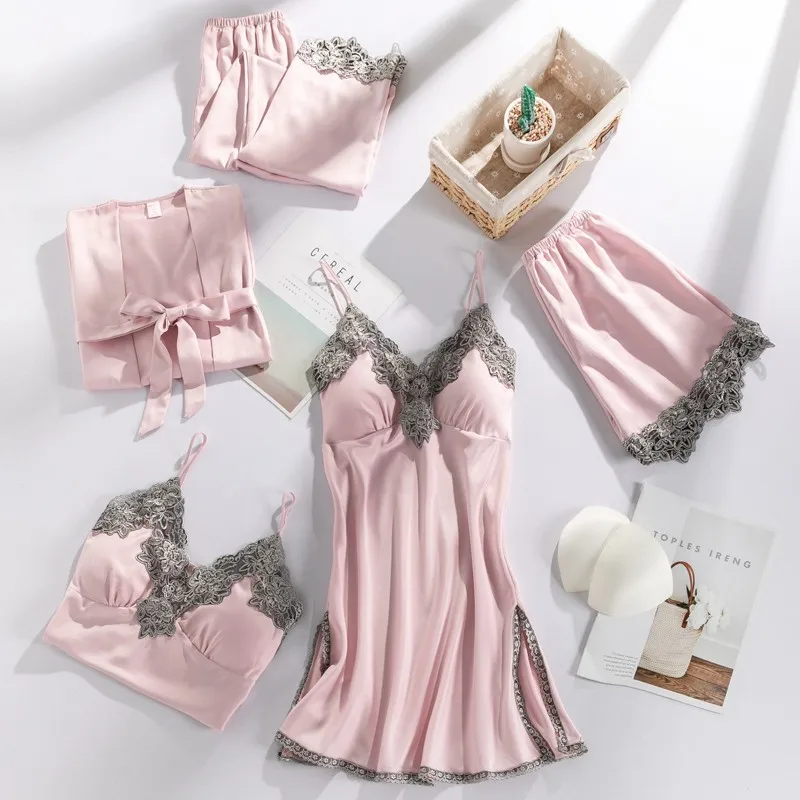 Women Sleepwear Satin Kimono Bathrobe For Sexy Nightwear