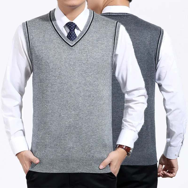 

2019 Middle-aged Men Waistcoat Sweater Dad Autumn Clothing Vest Waistcoat Elderly V-neck Shirt