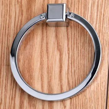 

diameter 75mm modern simple fashion chrome silver drop ring drawer cupboard sofa wooden chair back pull handle knob gold handle