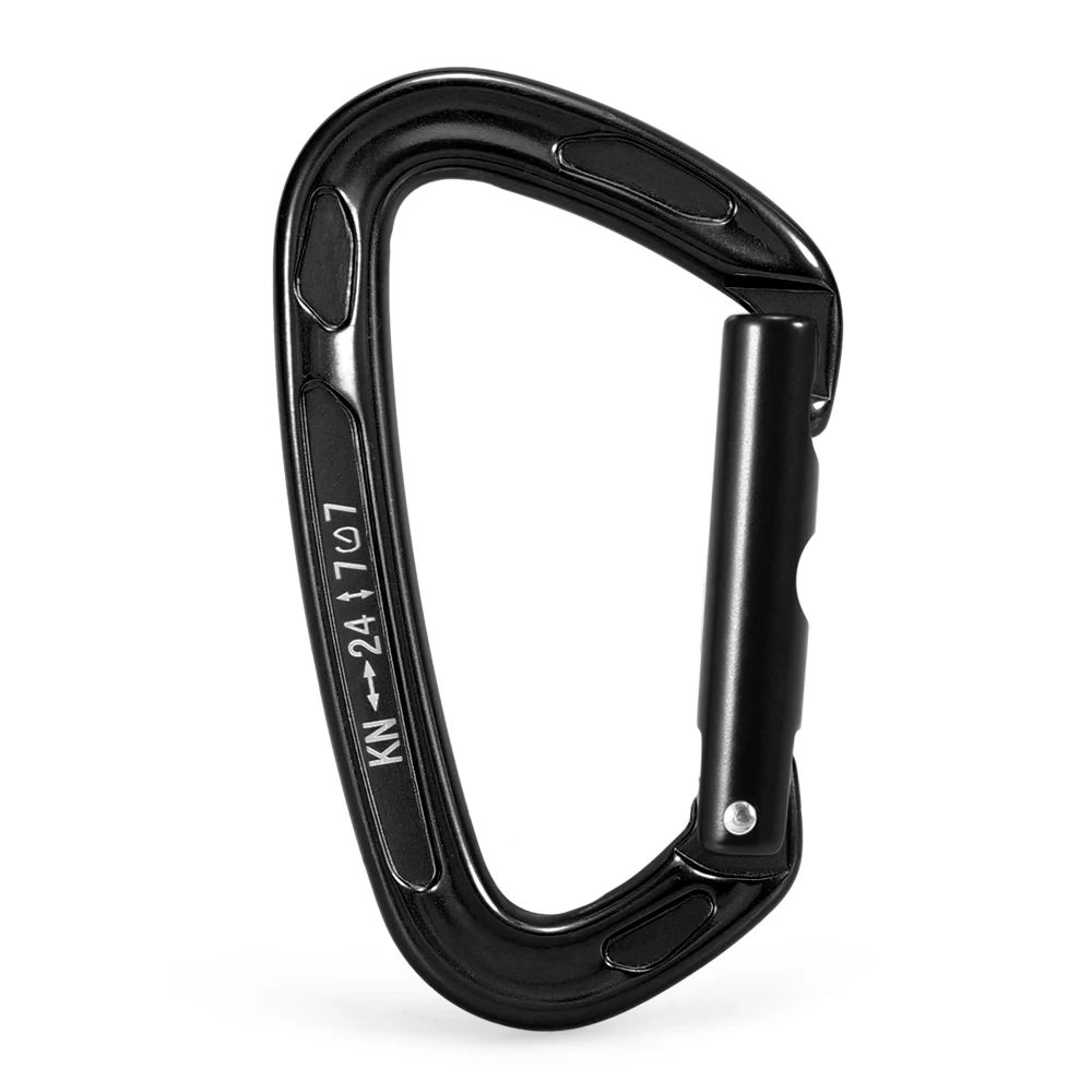 22KN / 24KN Straight Gate Carabiner Non-locking Gate Carabiner Climbing Canyoning Backpacking Hammocks Key Nose Carabiner - Цвет: Black  SGM7101