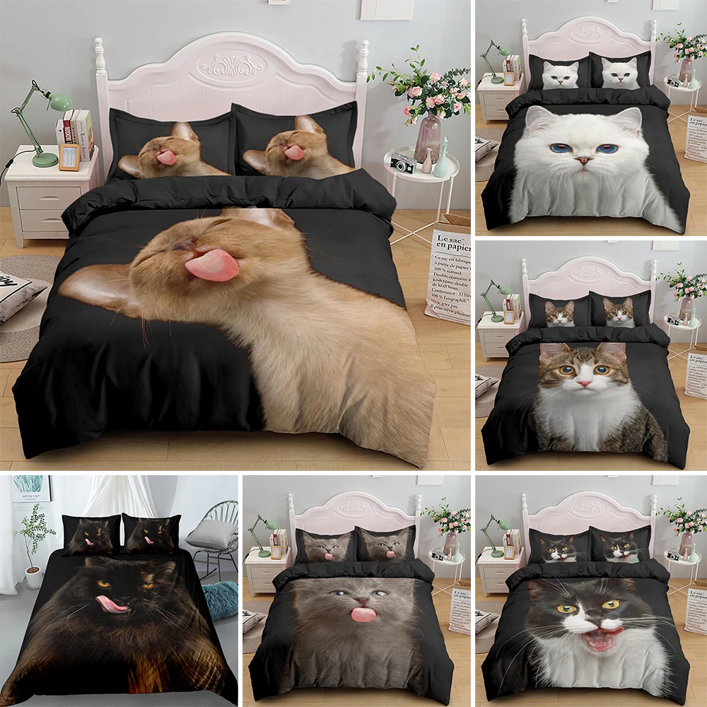 Funny Cute Cat King Queen Bedding Set Full Size For Adult Kids Bed Covers Animal Duvet Cover Sets With Pillowcase 2 3pcs Bedding Sets Aliexpress Funny Cute Cat King Queen Bedding Set Full Size For Adult Kids Bed Covers Animal Duvet Cover Sets With Pillowcase 2 3pcs Bedding Sets Aliexpress