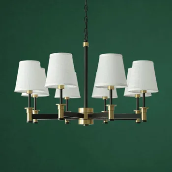 

Latin American Wrought iron Lamp Chandeliers for Living Room Dining Room cloth shade Lustre Pendente Villa 3-15 pcs E27 Hanglamp