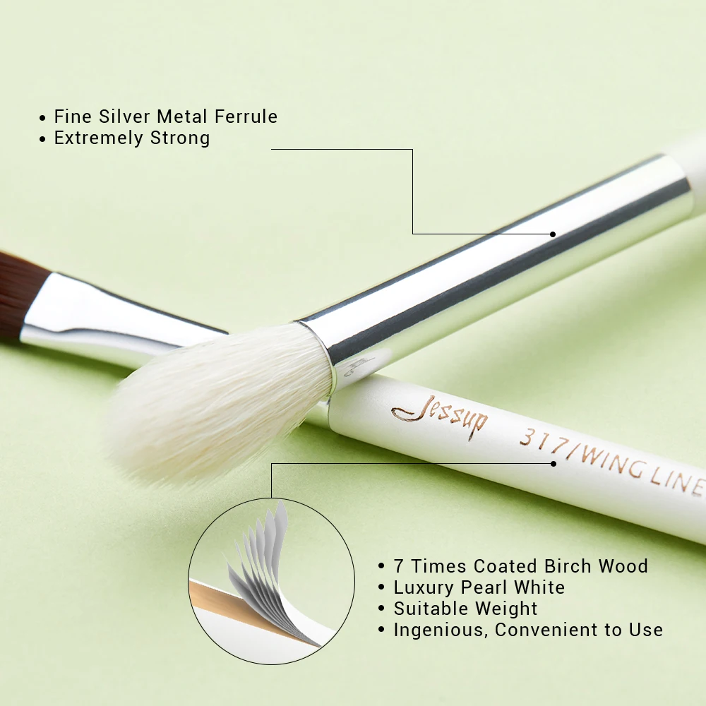 Набор кистей для макияжа Jessup набор с жемчугом белый/серебристый|brush set make up|brand makeup