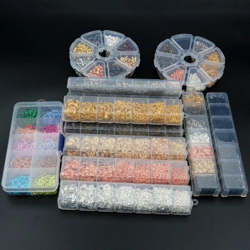 Un Box Set 3 4 5 6 7 8 10 Millimetri Di Bronzo Oro Argento Palted Aperto Anelli Di Salto Split Rings Di Collegamento Loop Per Gioielli Fai Da Te Che F