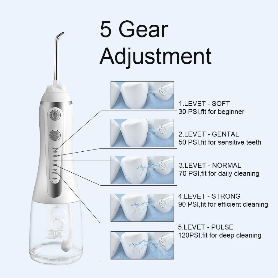 AG water flosser зубная струя воды 300 мл IPX7 водонепроницаемый очиститель зубов + 5