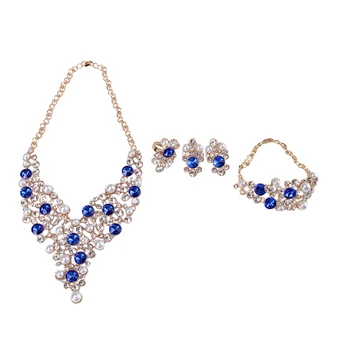 

Fashion Indian Bridal Earrings Necklace Set Dubai Luxury Crystal Wedding Jewelry Sets Party Costume Jewellery Gifts For Women