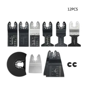 

12PC Universal Wood Metal Oscillating Multitool Quick Release Saw Blades Fit Porter Cable Black & Decker Rockwell Ridgi