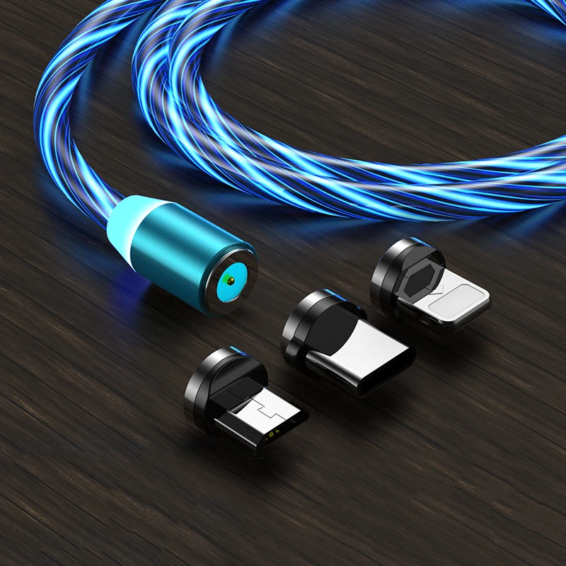 Светодиодный магнитный кабель для быстрой зарядки USB Type C микро зарядный провод