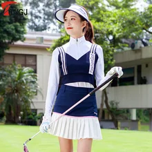 Женский вязаный Топ без рукавов с v-образным вырезом, мягкий эластичный короткий жилет, весенне-осенний спортивный жилет, одежда для гольфа D0850