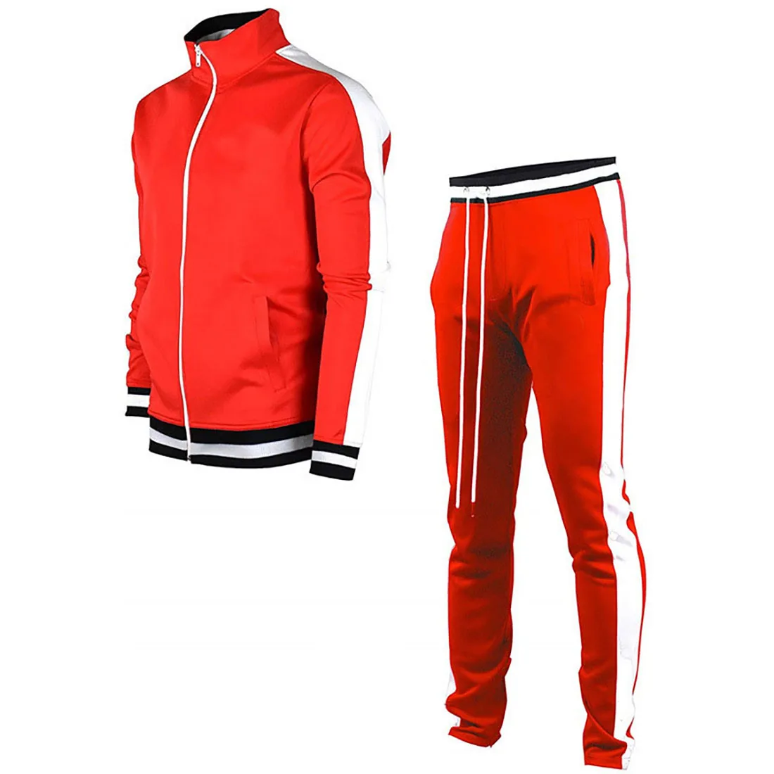 MJARTORIA Men's Jacket + Pants Tracksuit Male Splice Long Sleeve red black Casual Set Male Pocket Zipper Design Men Sportswear MJARTORIA Men's Jacket + Pants Tracksuit Male Splice Long Sleeve red black Casual Set Male Pocket Zipper Design Men Sportswear