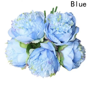 

5 Heads Artificial Silk Fake Large Peony Flowers Hydrangea Wedding Party Decor For Home Household Decoration