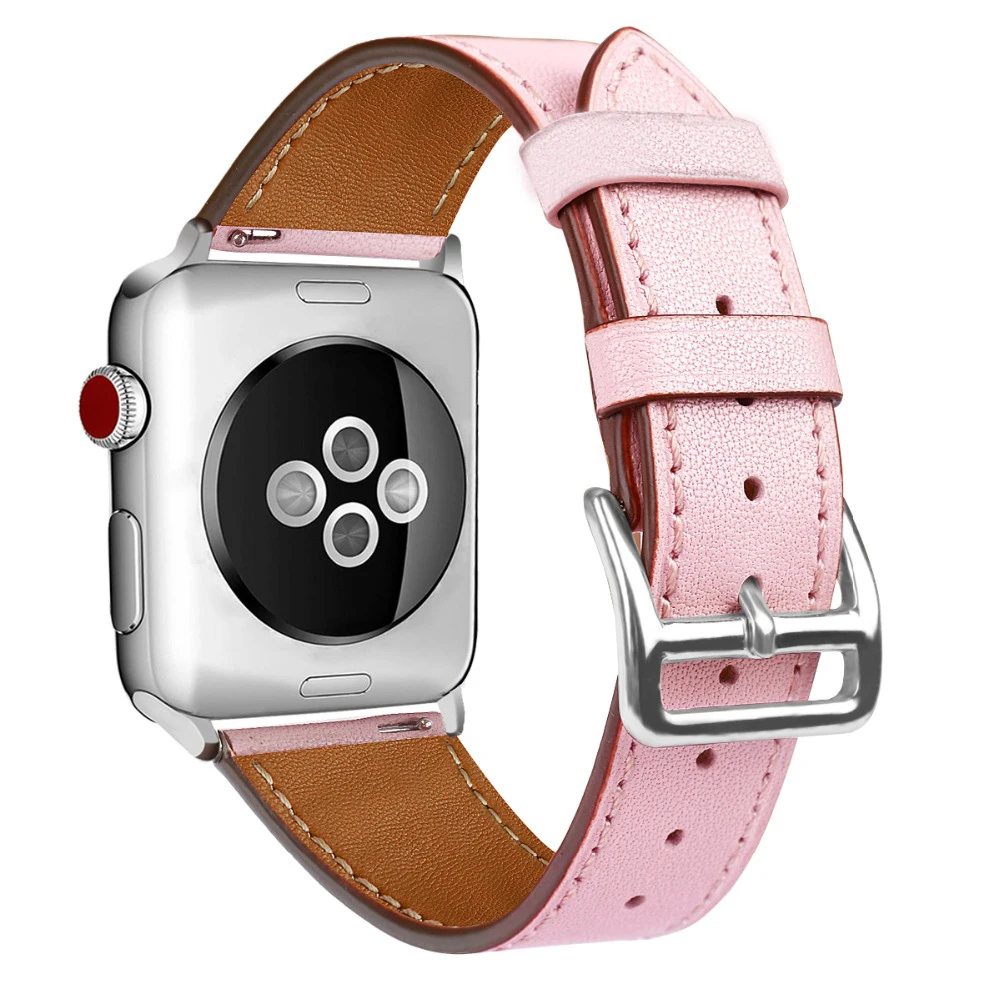 Браслет-Петля из натуральной коровьей кожи, ремешок для Apple Watch 5, 4, 42 мм, 38 мм, 44 мм, 40 мм, ремешок для iWatch 5, 4, 3, 2, 1, браслет - Цвет ремешка: pink