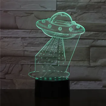 

UFO Alien 3D Lamp Battery Powered Novel Gift for Children 7 Colors with Remote Led Night Light Lamp Visual Light Effect