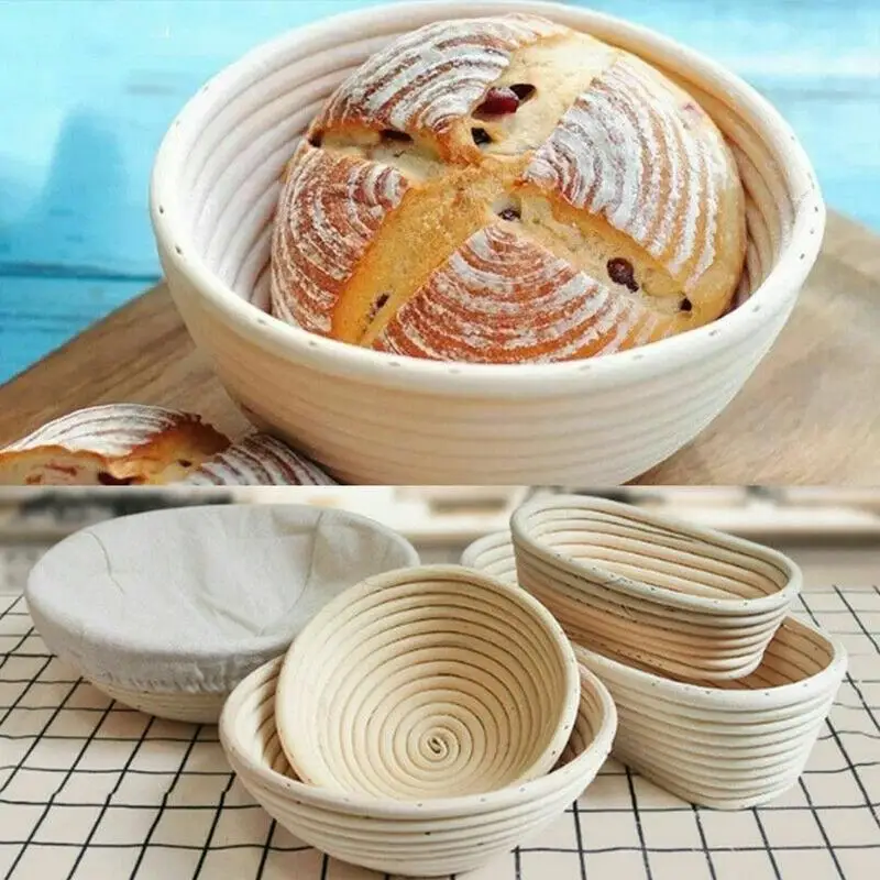 Kitchen Rattan Fermented Rattan Bowl Bread Basket Round Shape Rattan Bread Basket Bakery Tools