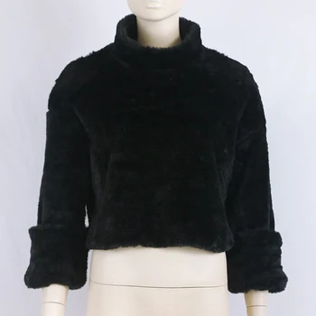 

Autumn Chic Faux Fur Women Hoodies Elegant Pullover And Sweatshirts Coat Fluffy Black White Long Sleeve Tops