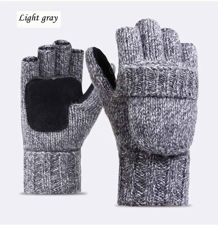 VIIANLES перчатки с половинными пальцами рабочие Толстые мужские перчатки без пальцев мужские и женские шерстяные зимние варежки теплые