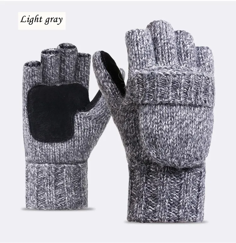 VIIANLES Half Finger Gloves Work Thick Male Fingerless Gloves Men Women Wool Winter Mittens Warm Exposed Finger Knitted Warm