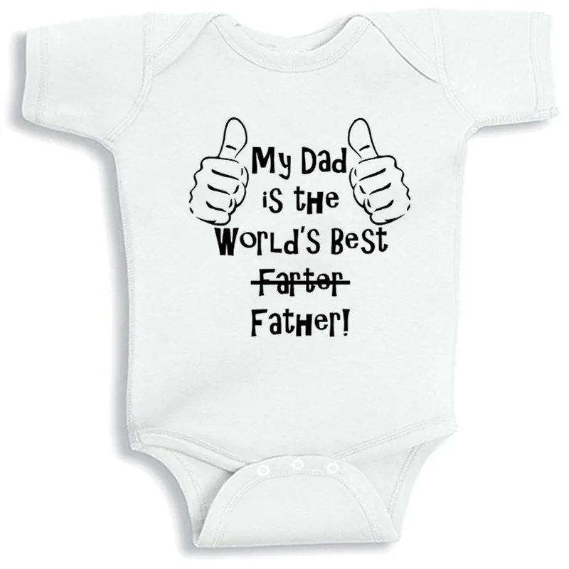 My Dad Is The World's Best Father Baby Boy Girl Bodysuit Cottoon Short Sleeve Baby Clothes Dad's Gift Newborn Onesie - Цвет: Белый
